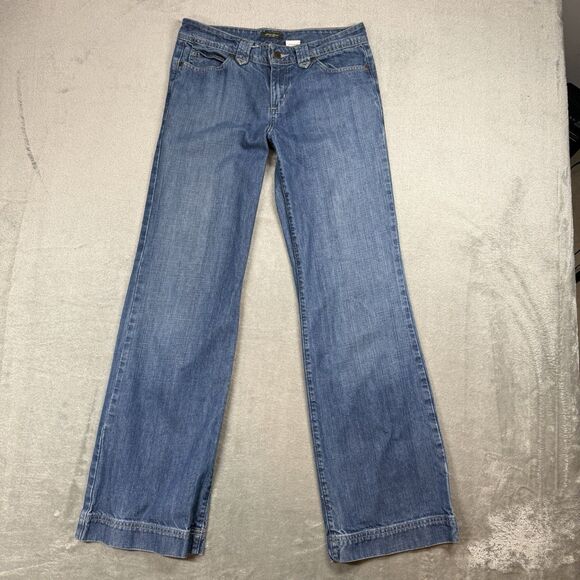 Eddie Bauer Jeans Women's 6L Blue Cotton Denim Mid Rise Wide Leg Casual School - Picture 1 of 11